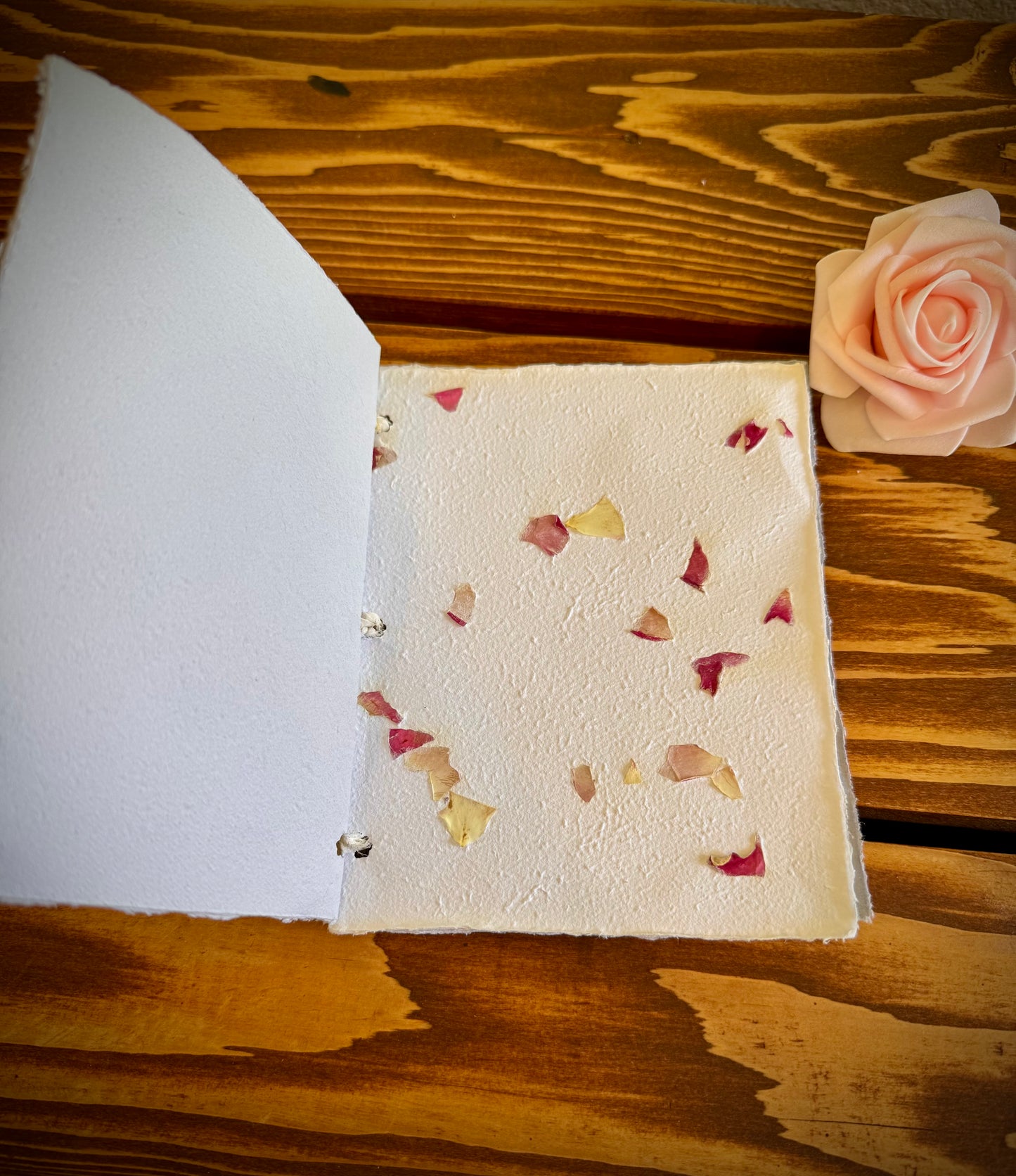 Handmade Mini Botanical Paper Journal - 5x6" with Recycled Silk Binding