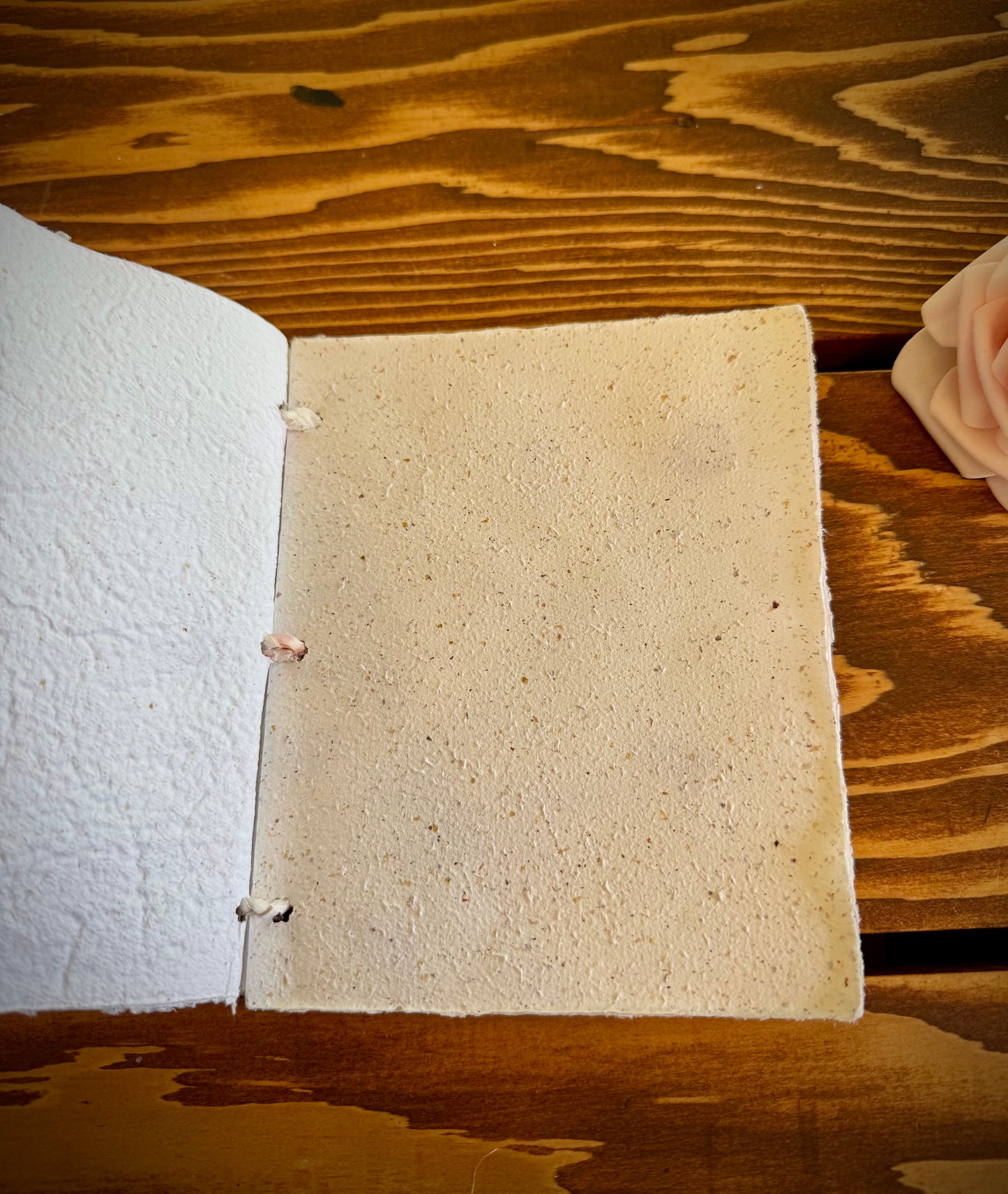 Handmade Mini Botanical Paper Journal - 5x6" with Recycled Silk Binding