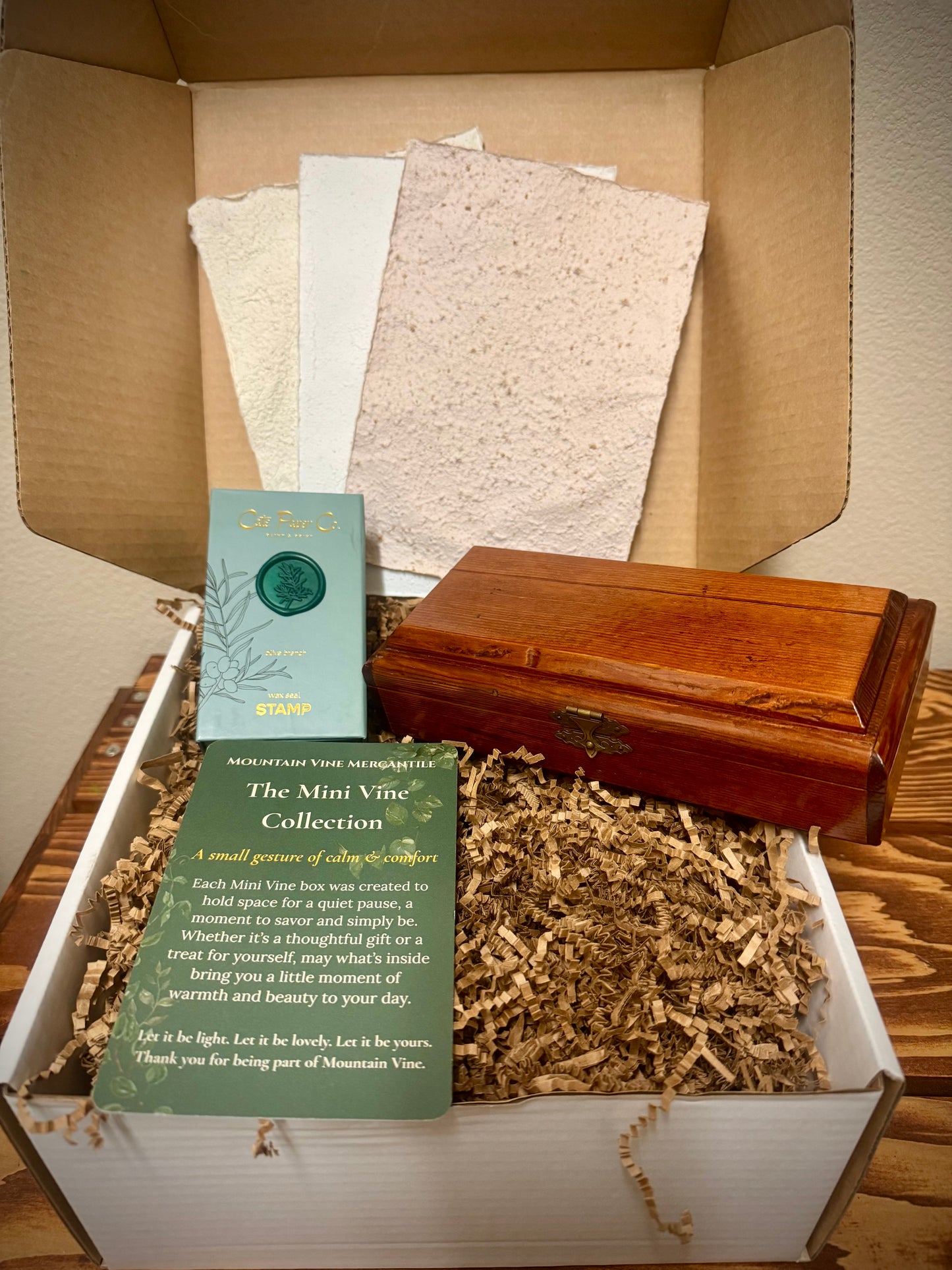 Sealed Secrets - Vintage Inspired Gift Box with Wax Seal Set, Handmade Paper & Trinket Box
