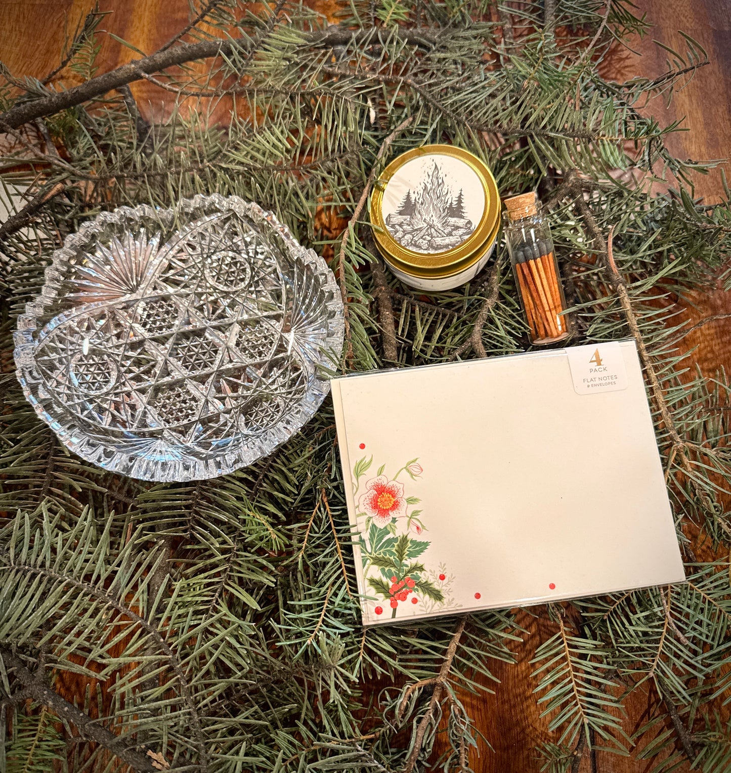 Fireside Frost | Winter Mini Gift Box with Candle, Notecards & Vintage Accent