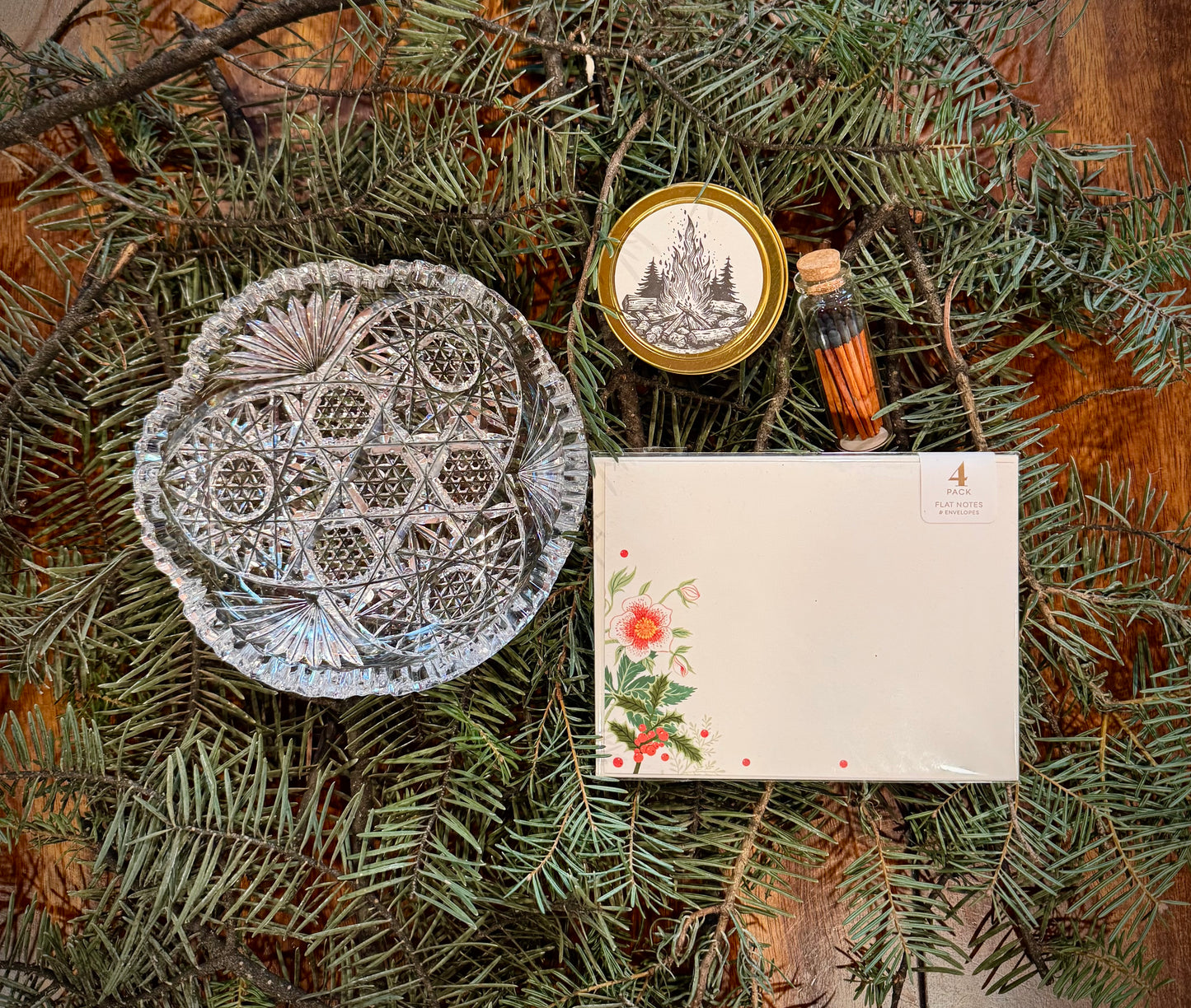 Fireside Frost | Winter Mini Gift Box with Candle, Notecards & Vintage Accent