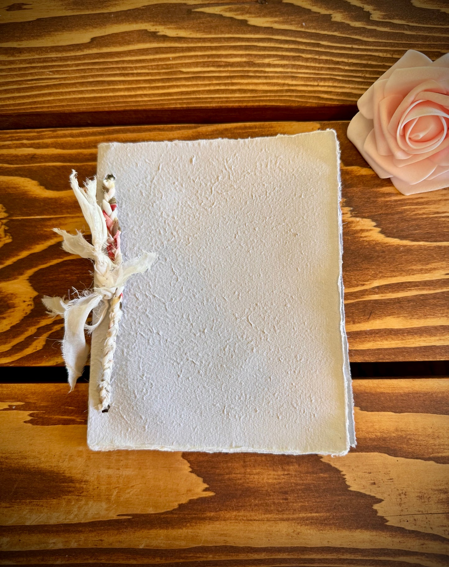 Handmade Mini Botanical Paper Journal - 5x6" with Recycled Silk Binding