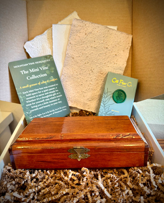 Sealed Secrets - Vintage Inspired Gift Box with Wax Seal Set, Handmade Paper & Trinket Box