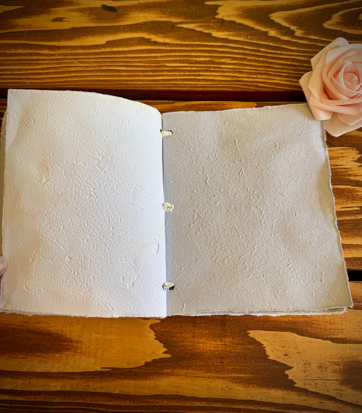 Handmade Mini Botanical Paper Journal - 5x6" with Recycled Silk Binding