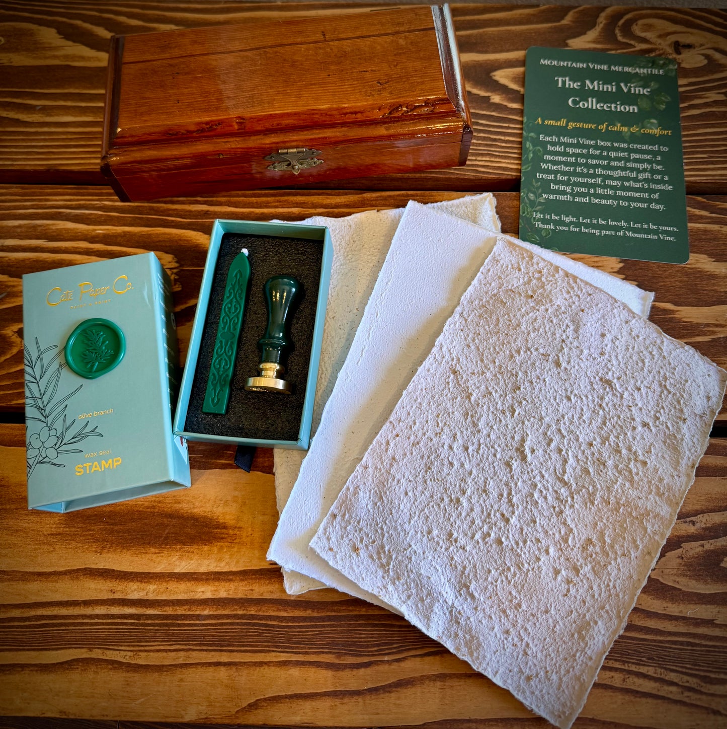 Sealed Secrets - Vintage Inspired Gift Box with Wax Seal Set, Handmade Paper & Trinket Box