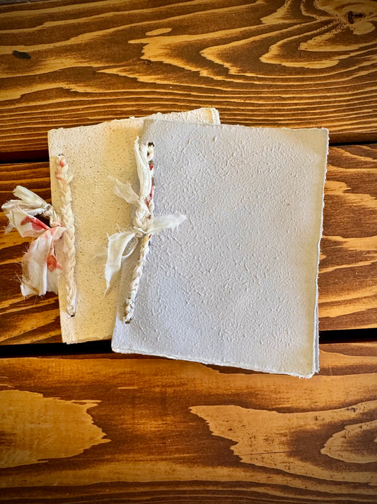 Handmade Mini Botanical Paper Journal - 5x6" with Recycled Silk Binding
