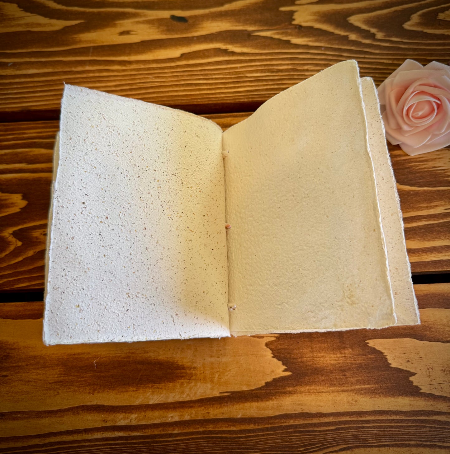 Handmade Mini Botanical Paper Journal - 5x6" with Recycled Silk Binding