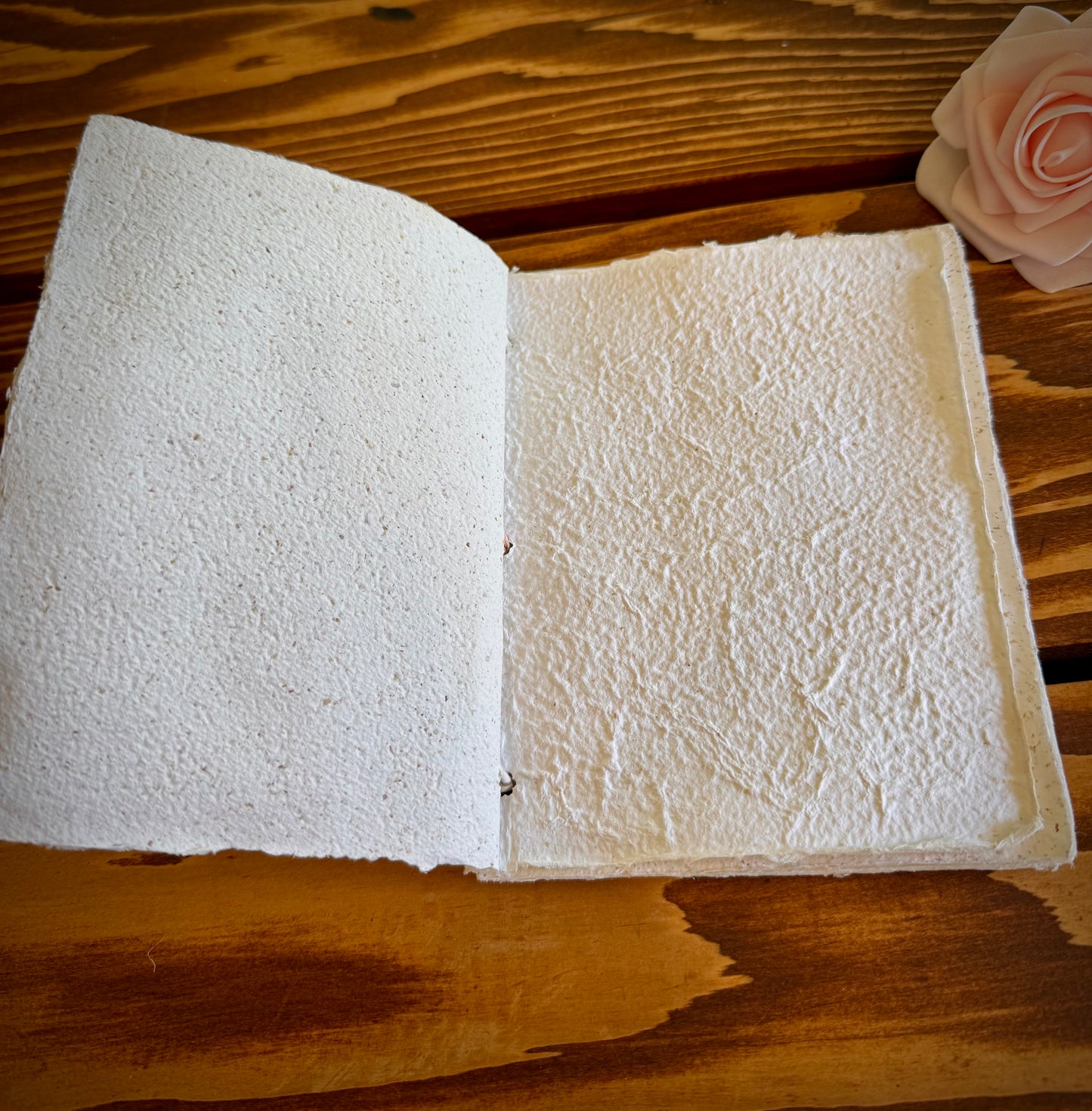 Handmade Mini Botanical Paper Journal - 5x6" with Recycled Silk Binding