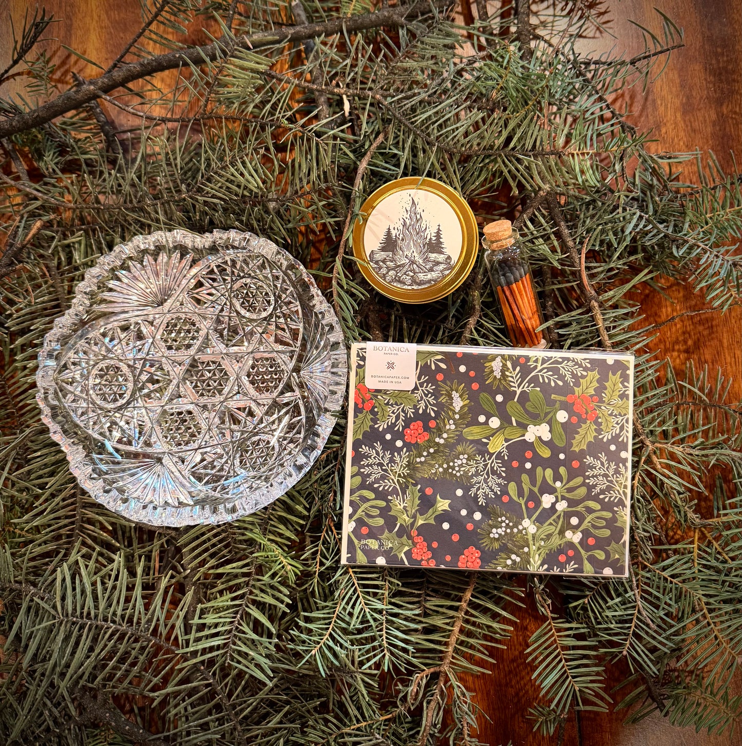 Fireside Frost | Winter Mini Gift Box with Candle, Notecards & Vintage Accent
