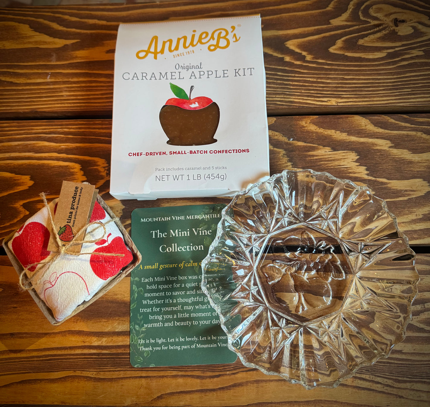 After the Dishes are Done Mini Vine Gift Box - Caramel Apple kit & Vintage Dish