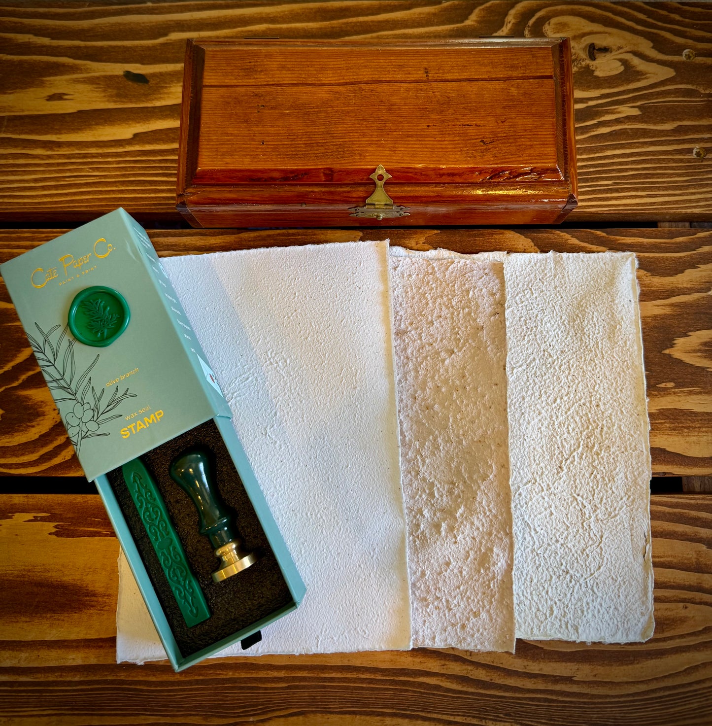 Sealed Secrets - Vintage Inspired Gift Box with Wax Seal Set, Handmade Paper & Trinket Box
