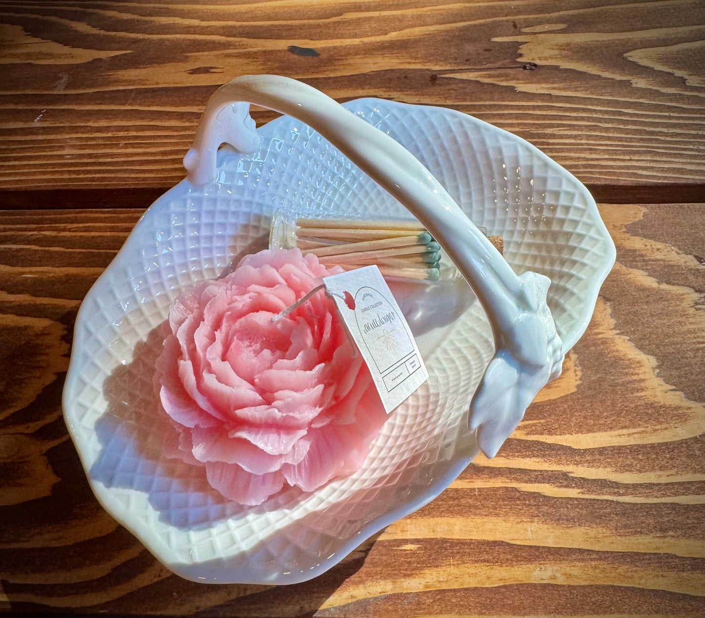 Soft Romance Mini Vine Gift Box - Vintage Mikasa Bone China Dish & Peony Candle