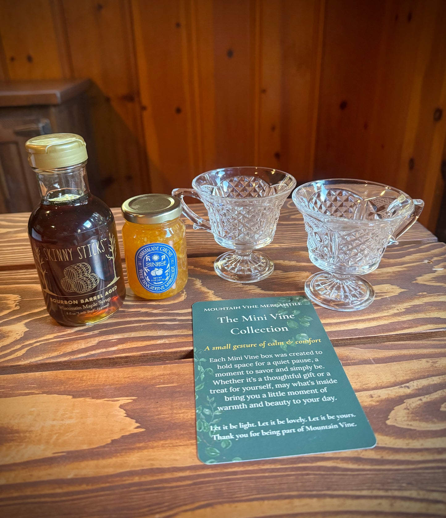 Golden Morning Mini Vine Gift Box - Vintage Juice Cups & Artisan Pantry Breakfast Gift Box