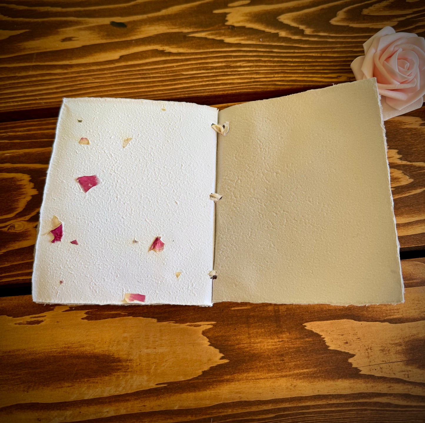 Handmade Mini Botanical Paper Journal - 5x6" with Recycled Silk Binding