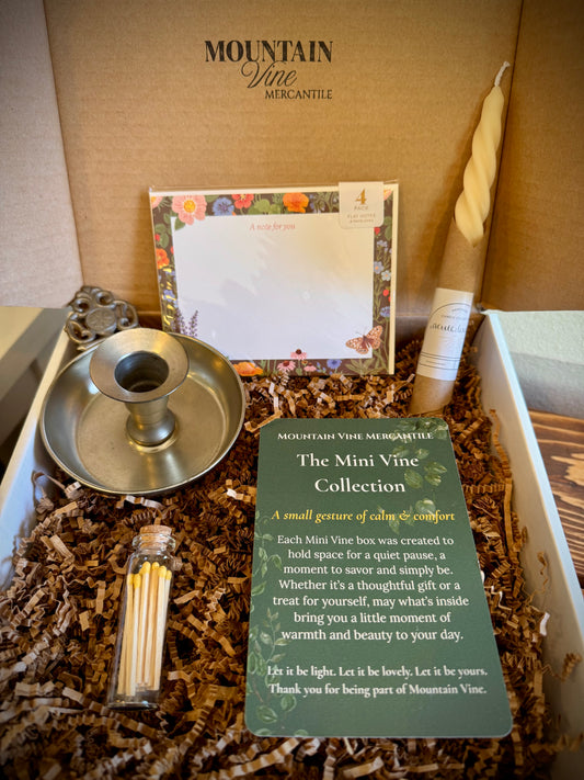 Letters by Candlelight - Curated Gift Box with Vintage Candle Holder, Matches & Botanical Notecards