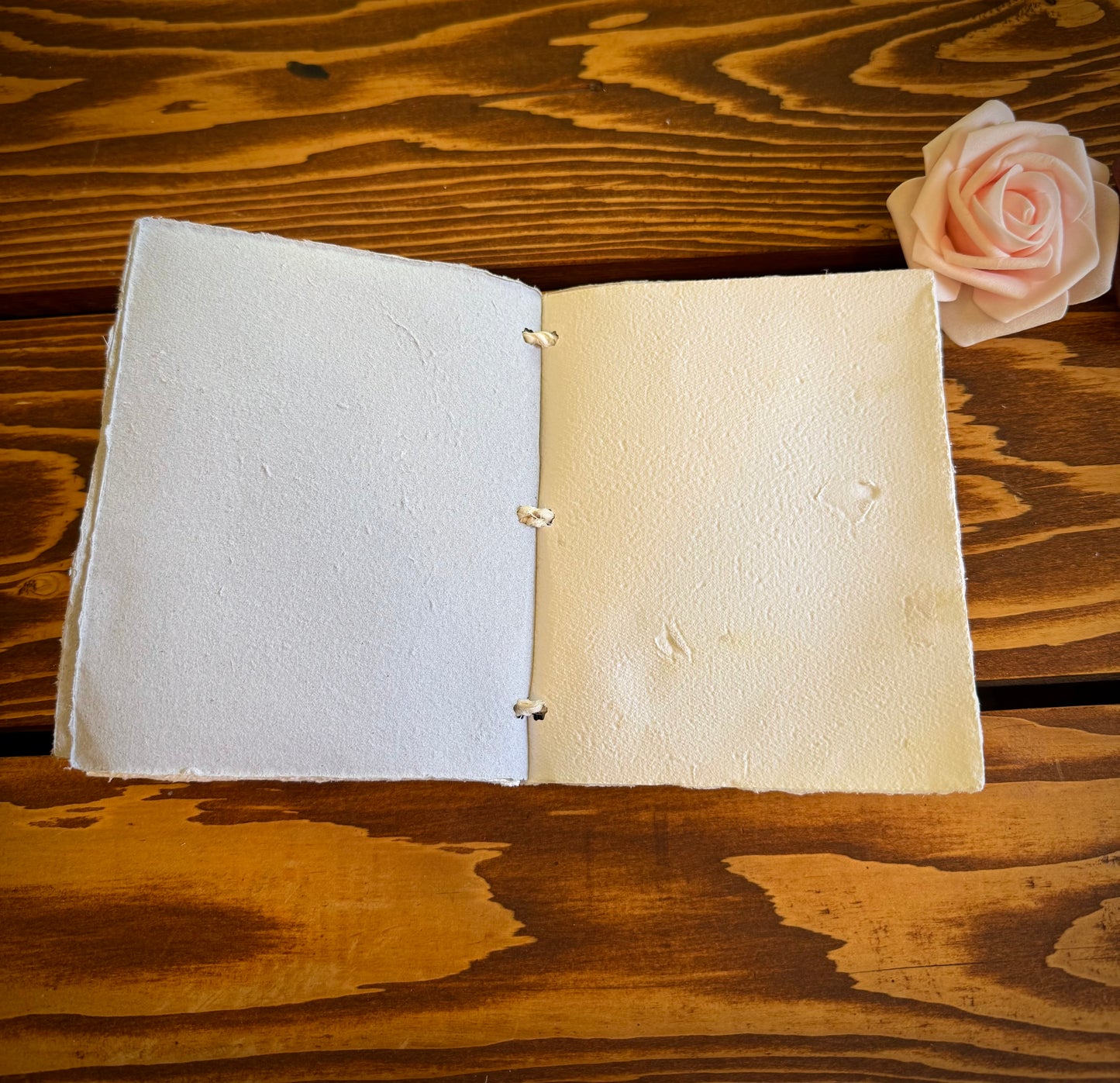 Handmade Mini Botanical Paper Journal - 5x6" with Recycled Silk Binding