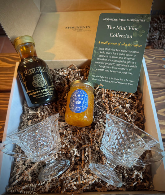 Golden Morning Mini Vine Gift Box - Vintage Juice Cups & Artisan Pantry Breakfast Gift Box