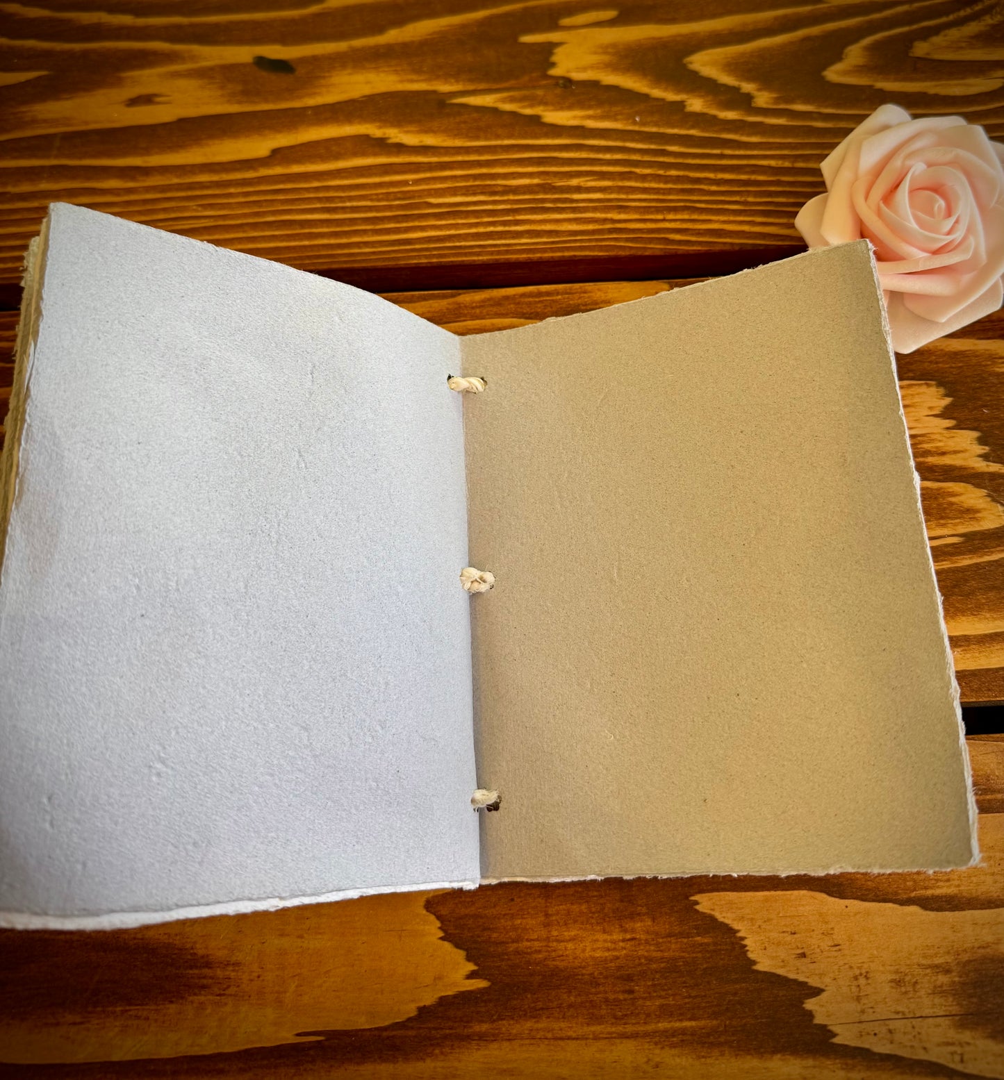 Handmade Mini Botanical Paper Journal - 5x6" with Recycled Silk Binding