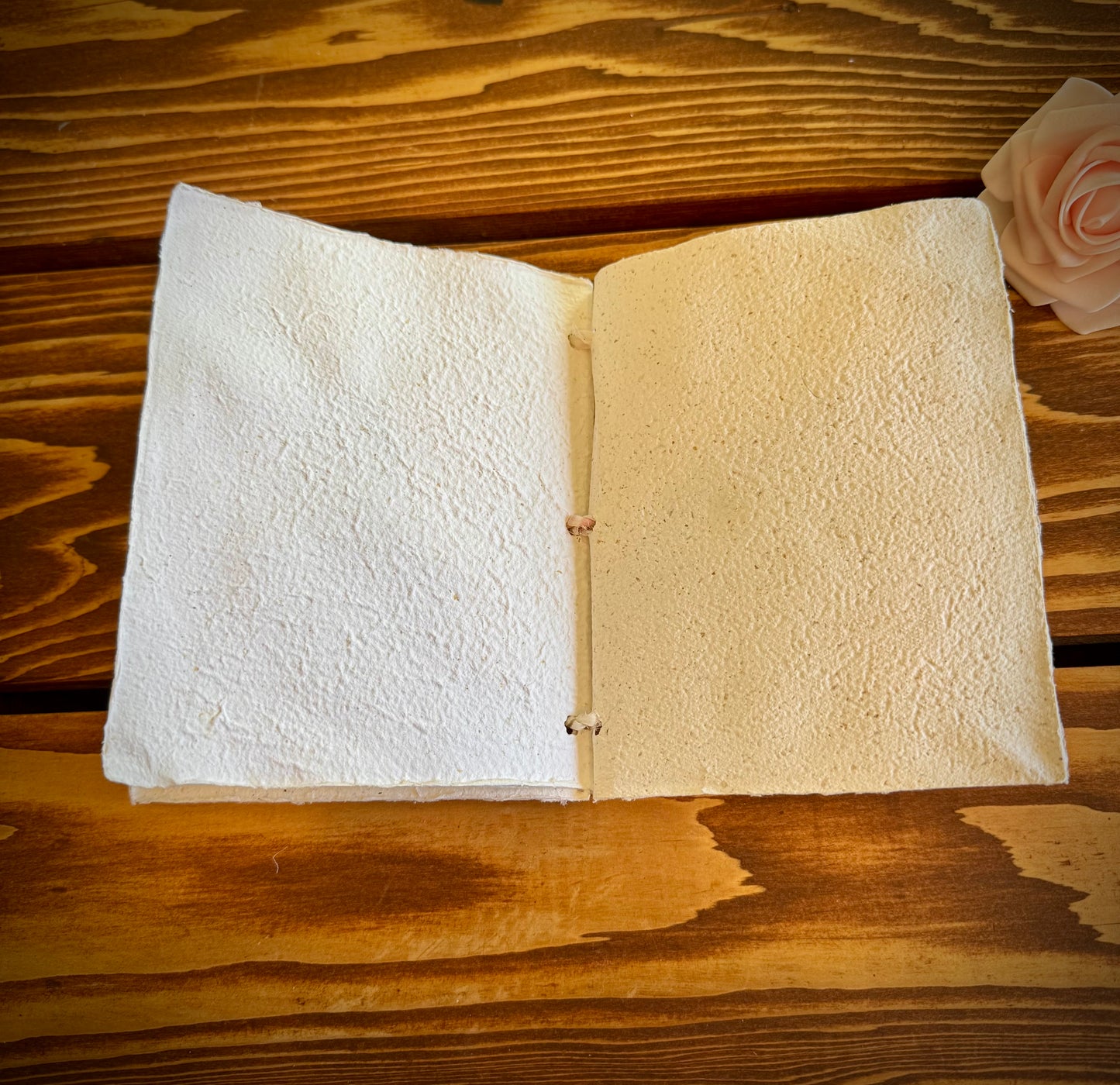 Handmade Mini Botanical Paper Journal - 5x6" with Recycled Silk Binding